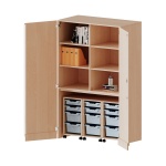 Garagenschrank, 5 OH, 3 Container mit je 2 flachen und 2 hohen Boxen, B/H/T 120x190x60cm 